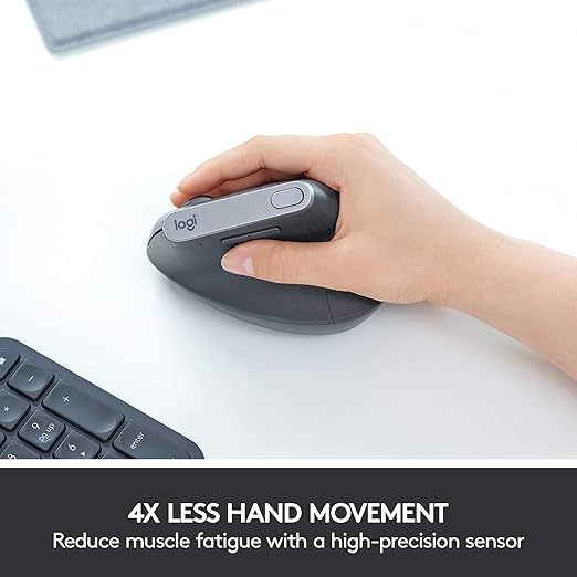 Mouse sem fio Logitech MX Vertical com Design Ergonômico para Redução de Tensão Muscular, Conexão USB Unifying ou Bluetooth com Easy-Switch para até 3 dispositivos e Bateria Recarregável